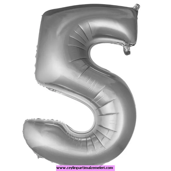 5 Rakam Gümüş Folyo Balon